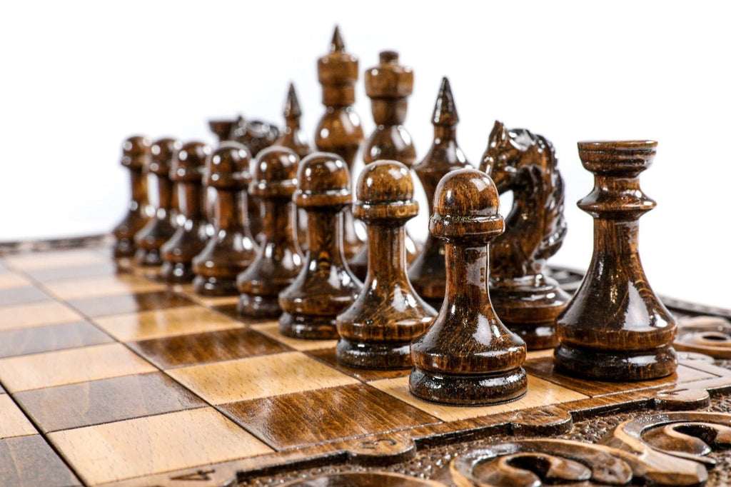 Eternity Carved Chess Set & Backgammon Board 19.7" | 50 cm - Unumperfectus