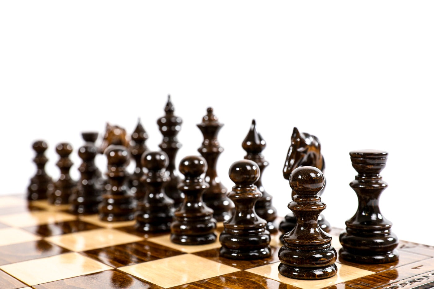 Handmade Classic Wooden Chess Set Carved 19.7 " | 50 cm - Unumperfectus