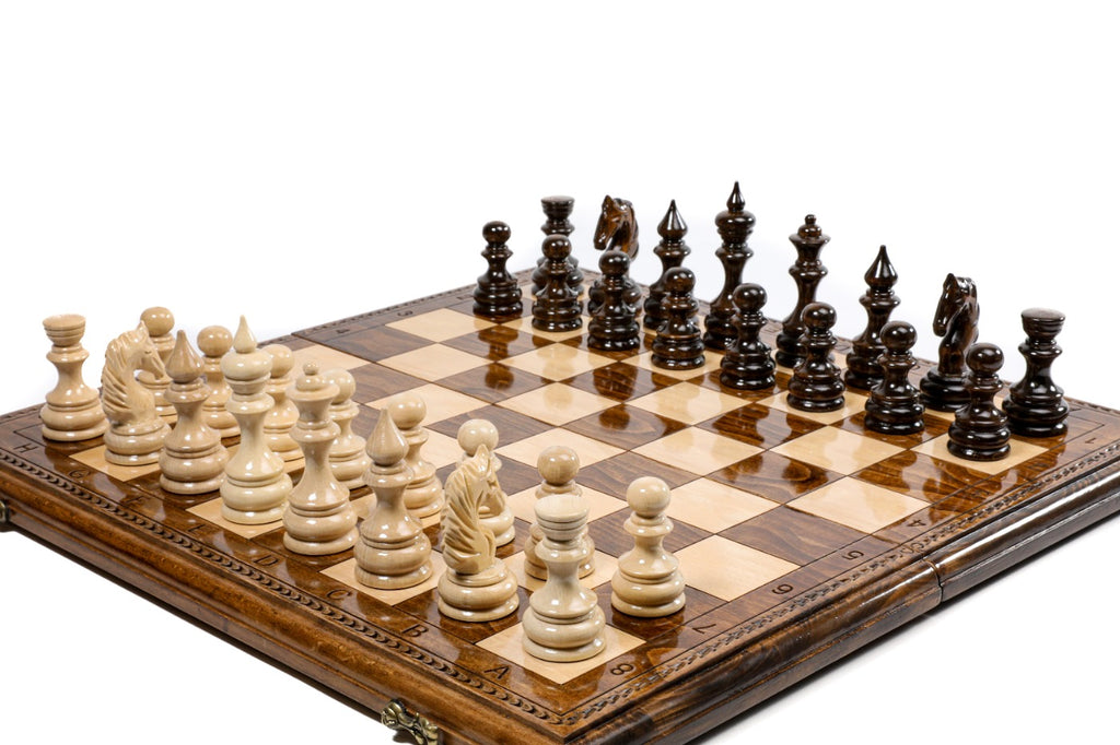 Carved wooden chess board by Hrachya Ohanyan