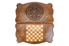 Pomegranate backgammon board - corner detail of the board
