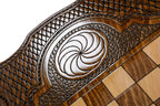 Noble Horse backgammon board - detail of the wood grain and finish