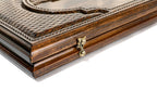 Mother See of Holy Etchmiadzin backgammon board - playing pieces and dice arranged on the board