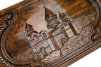 The interior view of the open Holy Etchmiadzin backgammon set highlighting the smooth grain and professional pips