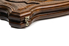 Argentina Coat of Arms Design backgammon board - close-up of the carved design