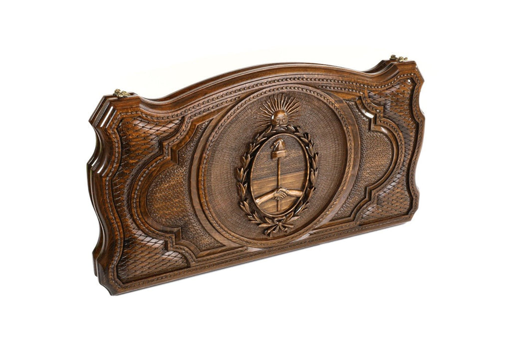 Backgammon Board - Argentina Coat of Arms Wooden Design - Unumperfectus