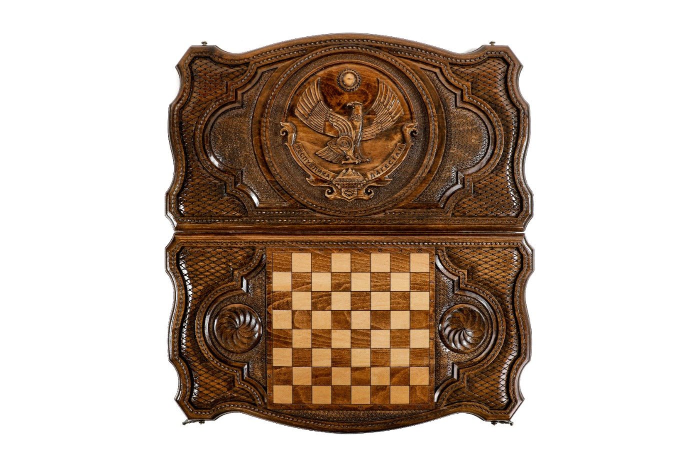 Backgammon Board - Dagestan Coat of Arms Wooden Design - Unumperfectus