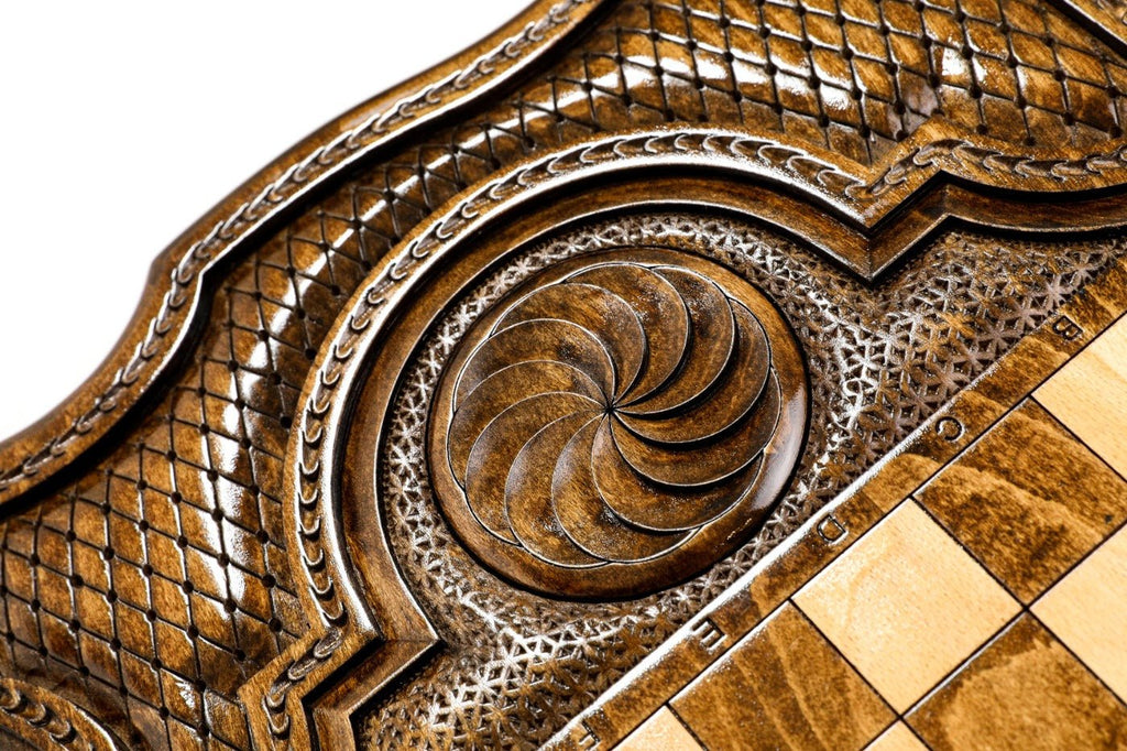 Backgammon Board - Dagestan Coat of Arms Wooden Design - Unumperfectus