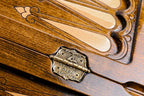 Coat of Arms of Armenia backgammon board - detail of the wood grain and finish