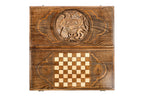 Coat of Arms of Armenia backgammon board - detail of the wood grain and finish