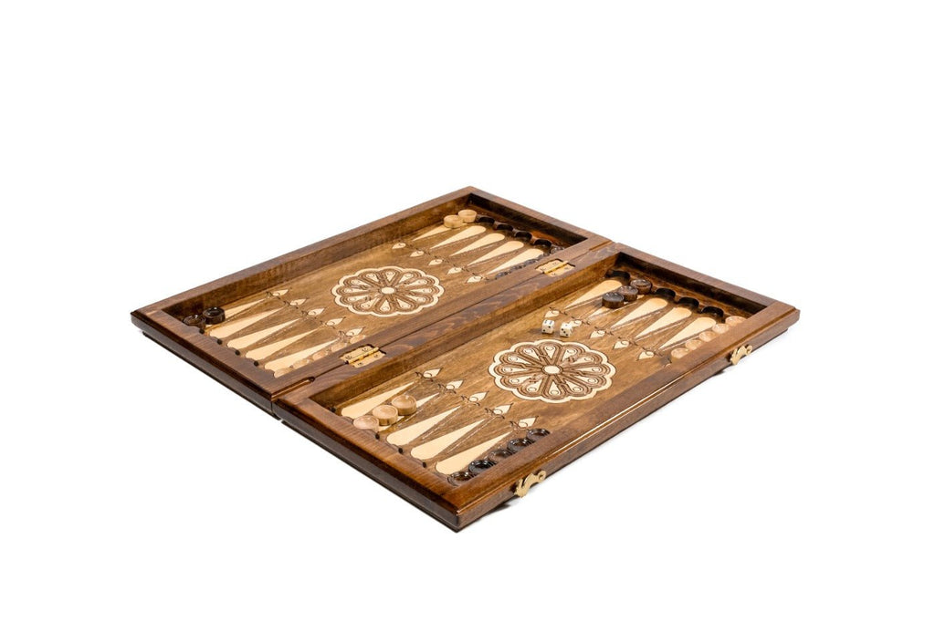 Wooden Backgammon Board Ornamental Motif Classic 23.6" | 60 cm - Unumperfectus