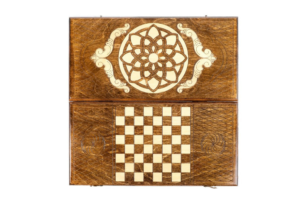 Wooden Backgammon Board Ornamental Motif Classic 23.6" | 60 cm - Unumperfectus
