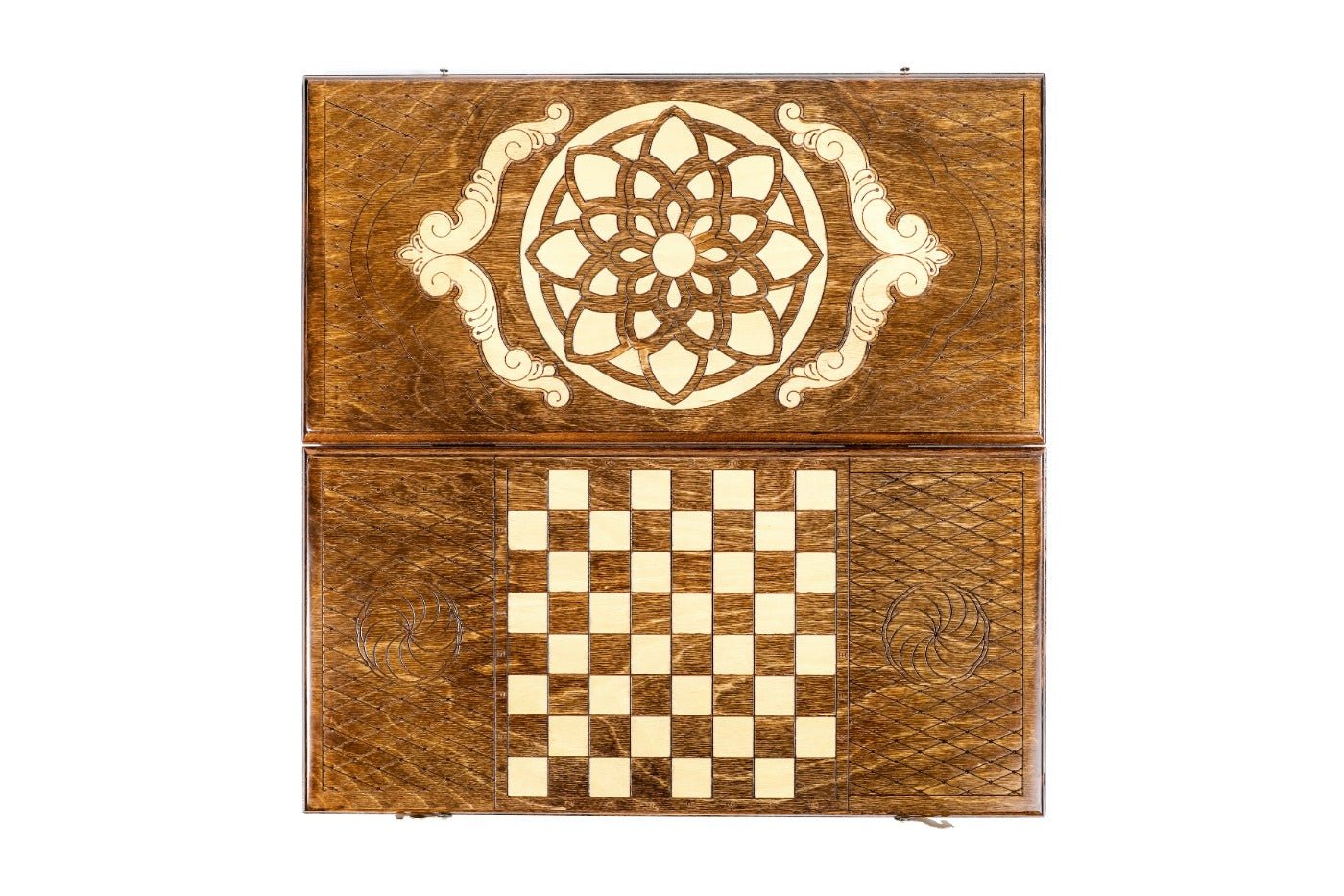 Wooden Backgammon Board Ornamental Motif Classic 23.6" | 60 cm - Unumperfectus