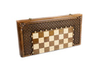 Carved Ornamental Braid Pattern chess and backgammon set - board surface detail