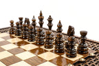 Carved Ornamental Braid Pattern chess and backgammon set - detail of the carved border