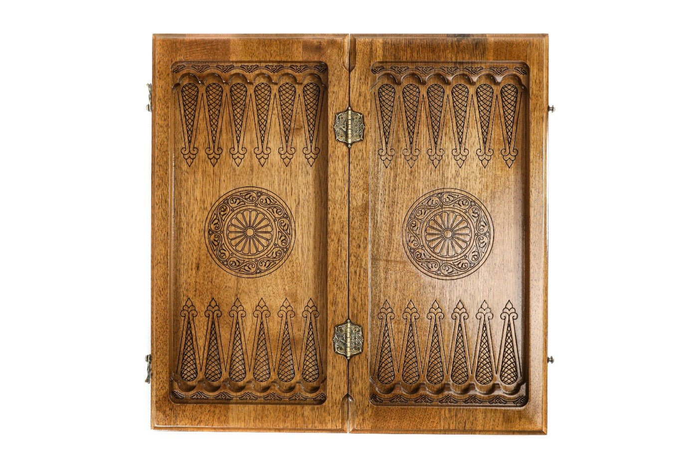 Luxury Carved Chess Set & Backgammon with Ornamental Braid Pattern - Unumperfectus