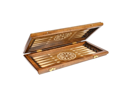 Handcrafted wooden backgammon board with Mount Ararat motif
