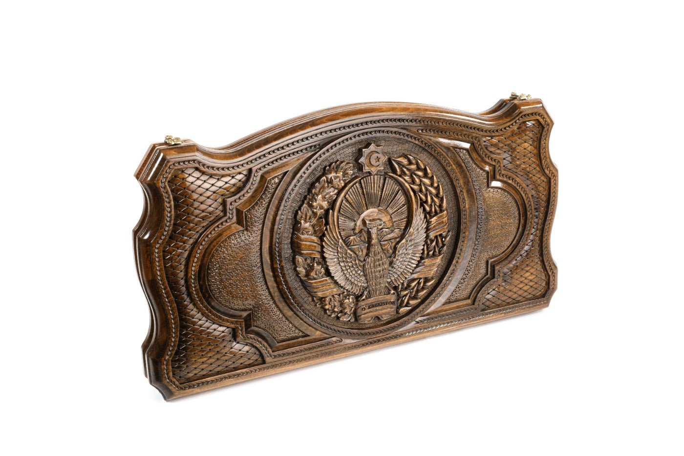Backgammon Board - Uzbekistan Coat of Arms Wooden Design - Unumperfectus