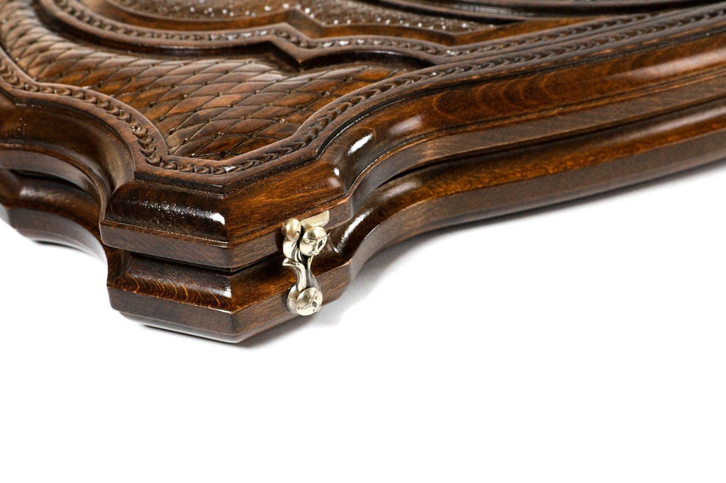 Backgammon Board - Uzbekistan Coat of Arms Wooden Design - Unumperfectus