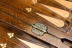 Uzbekistan Coat of Arms Design backgammon board - side profile showing the craftsmanship
