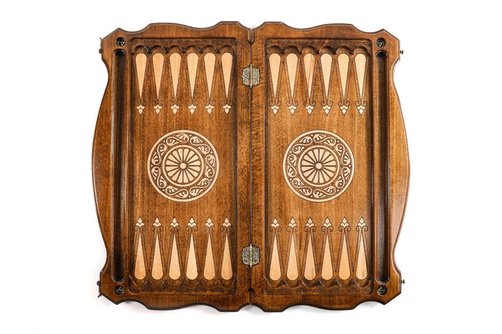 Backgammon Board - Uzbekistan Coat of Arms Wooden Design - Unumperfectus