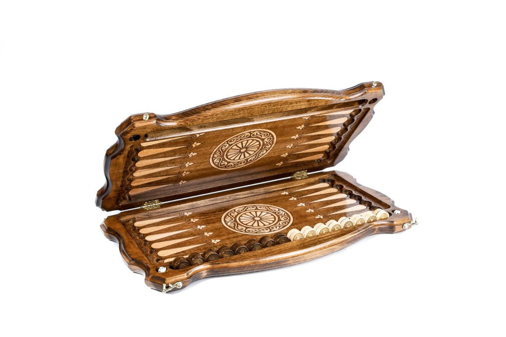 Backgammon Board - Chechen Republic Coat of Arms Wooden Design - Unumperfectus