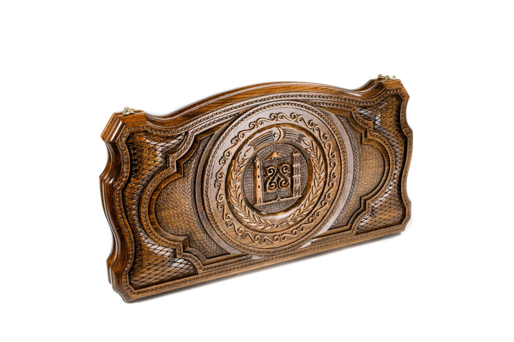 Backgammon Board - Chechen Republic Coat of Arms Wooden Design - Unumperfectus