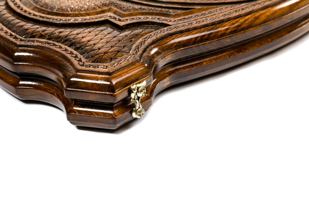 Backgammon Board - Chechen Republic Coat of Arms Wooden Design - Unumperfectus