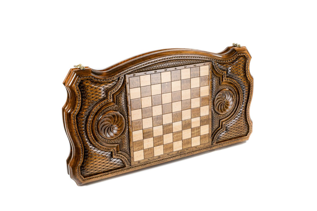Backgammon Board - Chechen Republic Coat of Arms Wooden Design - Unumperfectus