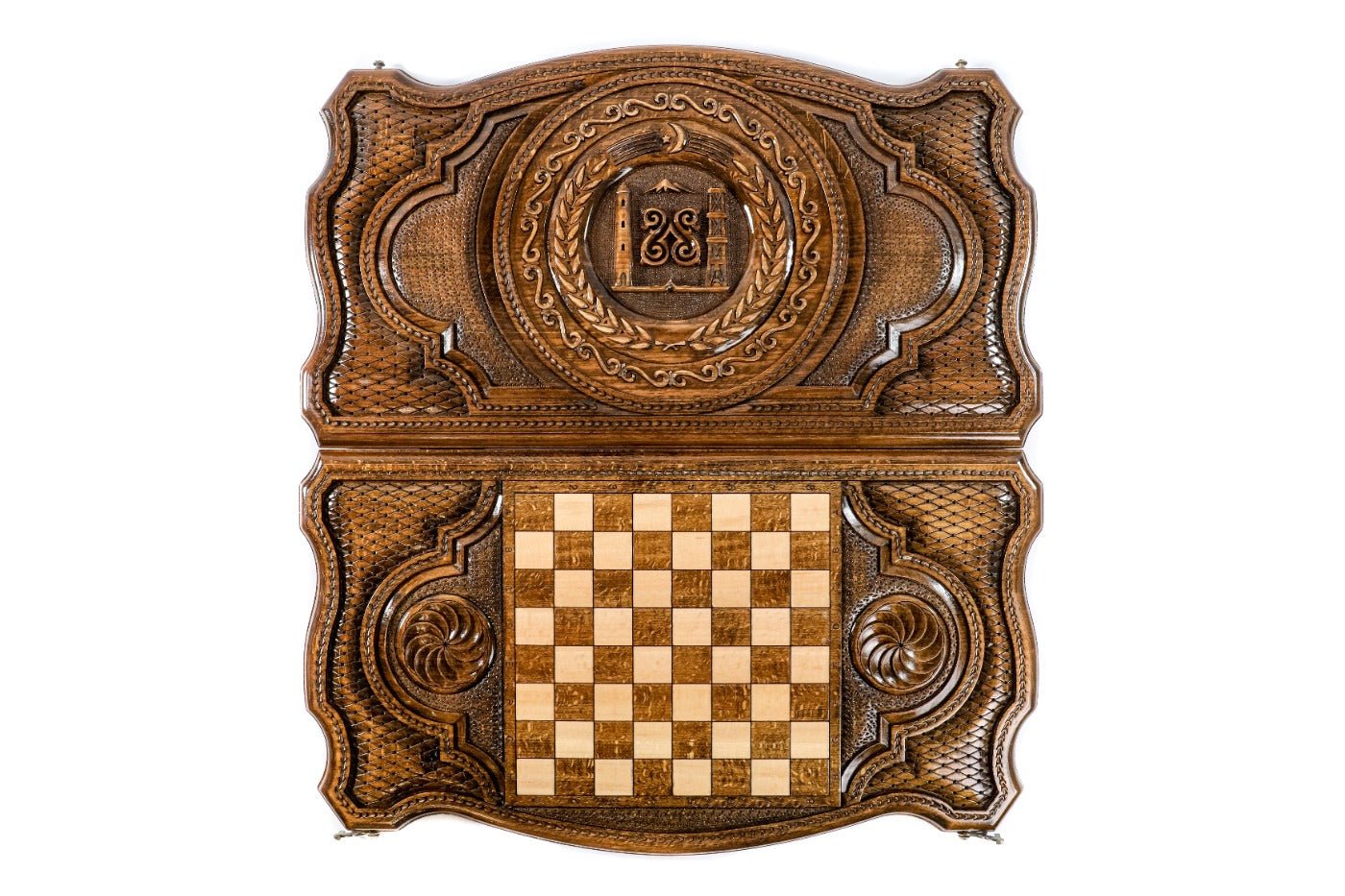 Backgammon Board - Chechen Republic Coat of Arms Wooden Design - Unumperfectus