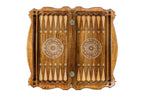 Chechen Republic Coat of Arms Design backgammon board - angled view
