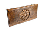 Ornamental backgammon board - open board ready for play