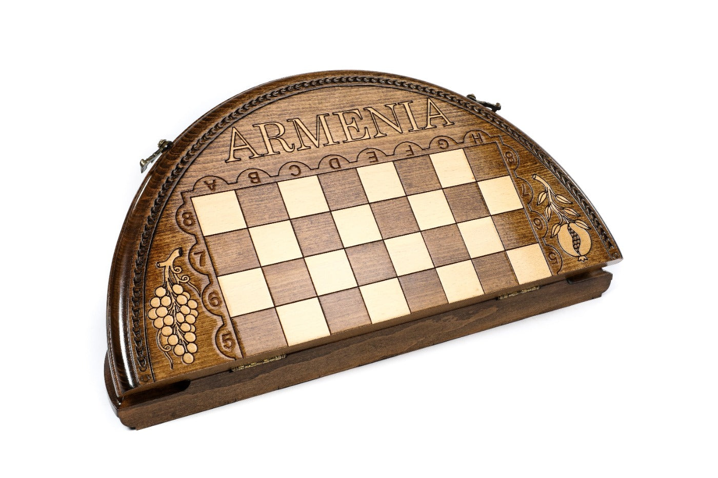 Circular Chess Set with ARMENIA Engraving – Wooden Chess Board - Unumperfectus