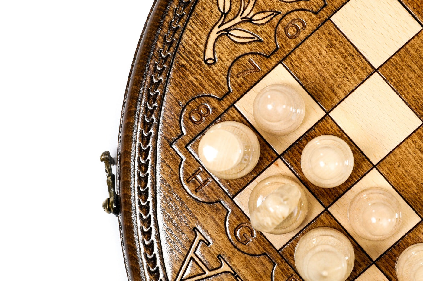 Circular Chess Set with ARMENIA Engraving – Wooden Chess Board - Unumperfectus