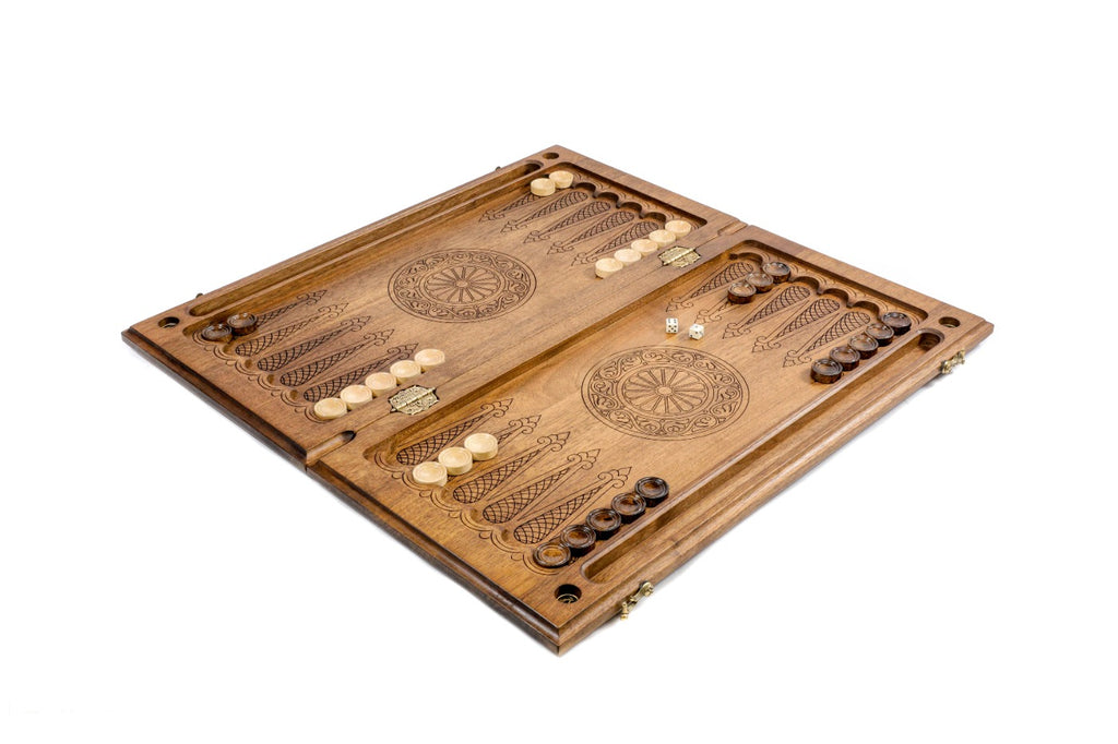 Interior view of the open board showing the mirror-polished playing field.