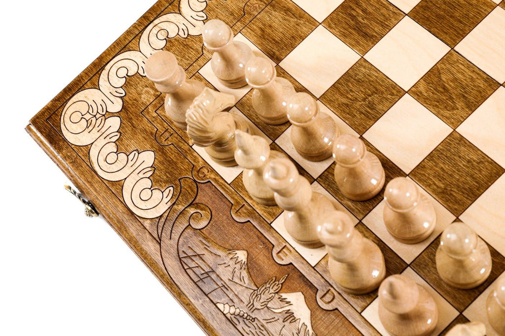 Ornamental Classic Chess Set & Backgammon Board 19.7" | 50 cm - Unumperfectus