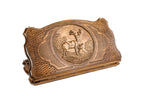 Closed Deer backgammon board showing the detailed hand-carved animal and contour outline.