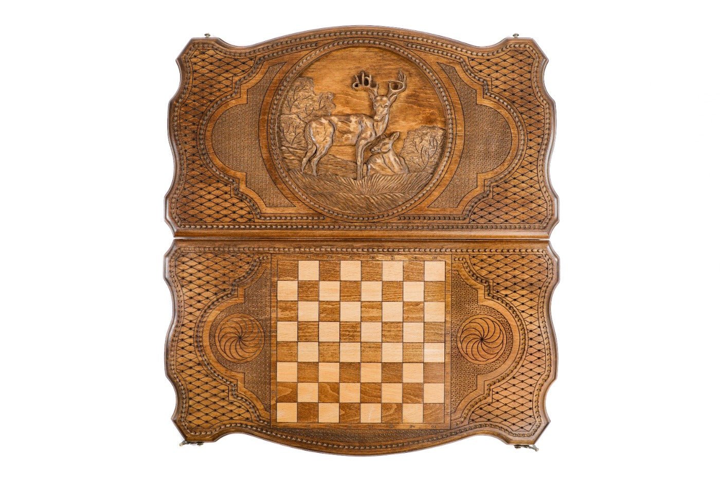 Backgammon Board - Deer Spirit Wooden Design - Unumperfectus