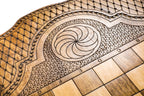 Deer Spirit Design backgammon board - detail of the wood grain and finish
