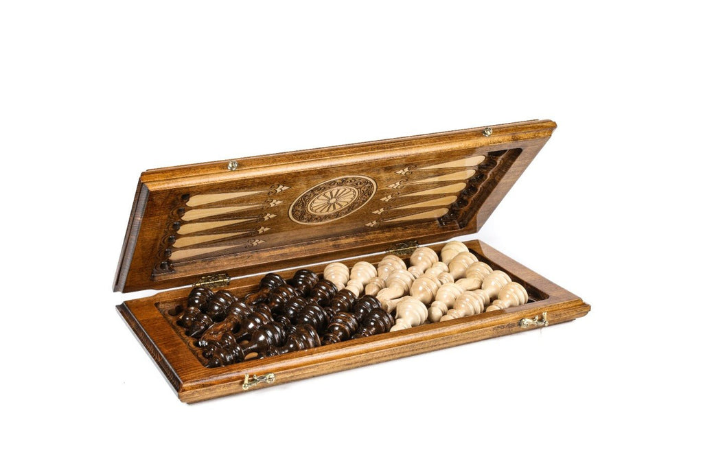 Wooden Classic Chess Set & Backgammon 50 cm | 19.7" - Unumperfectus