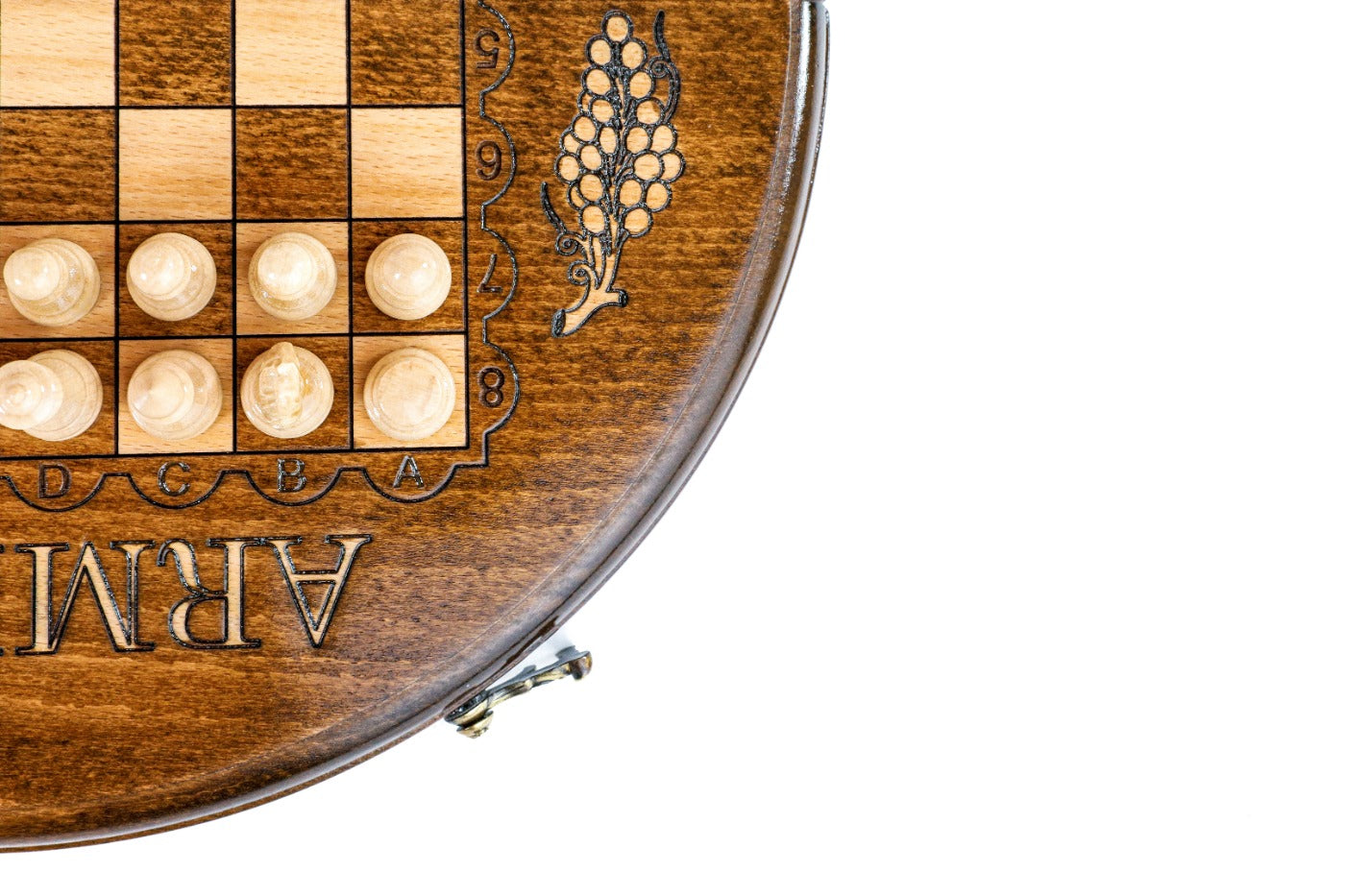 Circular Chess Set with ARMENIA Engraving – Wooden Chess Board - Unumperfectus