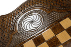Coat of Arms of the Russian Federation backgammon board - detail of the wood grain and finish