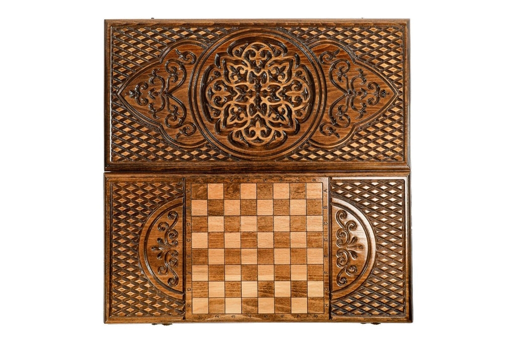 Wooden Backgammon Board Ornamental Motif Classic 23.6" | 60 cm - Unumperfectus