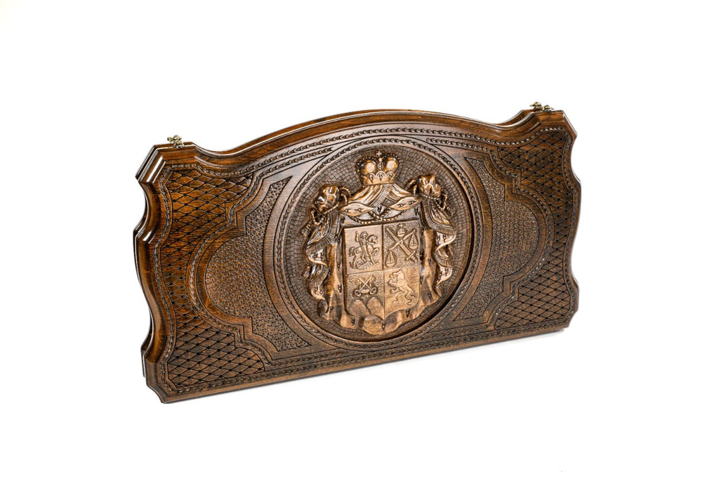 Backgammon Board - Georgia Coat of Arms Wooden Design - Unumperfectus