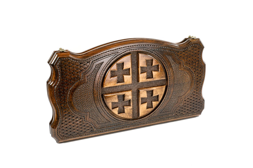 Backgammon Board - Georgia Coat of Arms Wooden Design - Unumperfectus