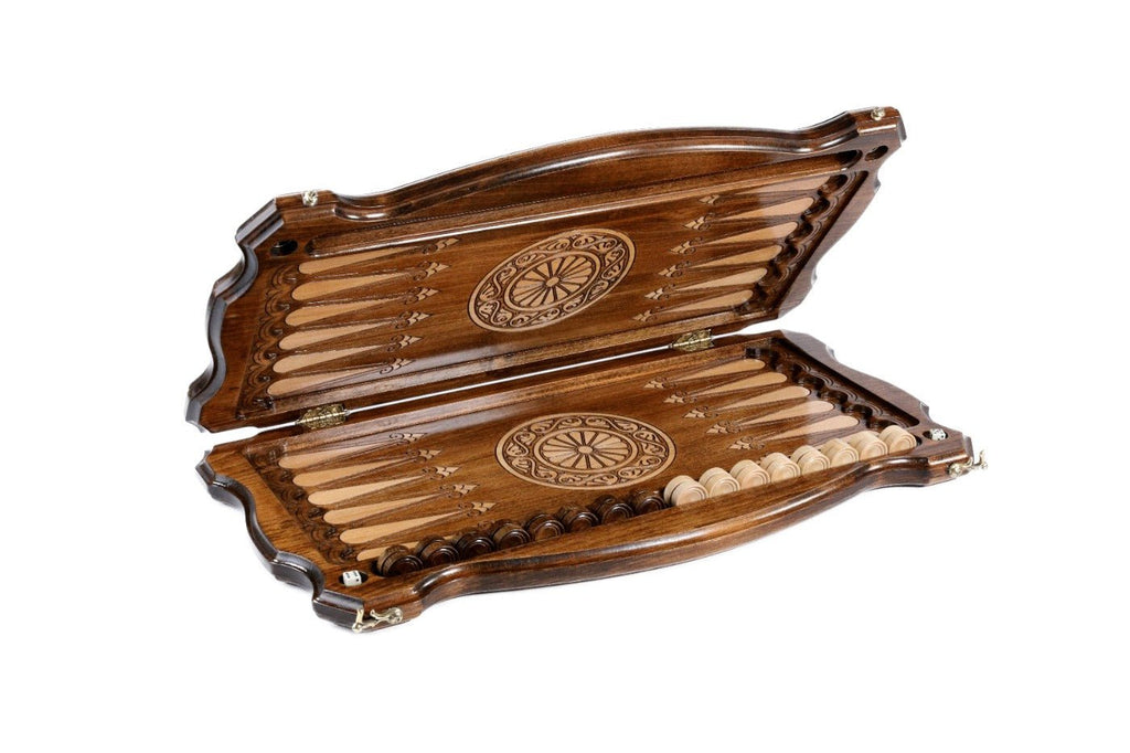 Backgammon Board - Ornamental Wooden Design - Unumperfectus