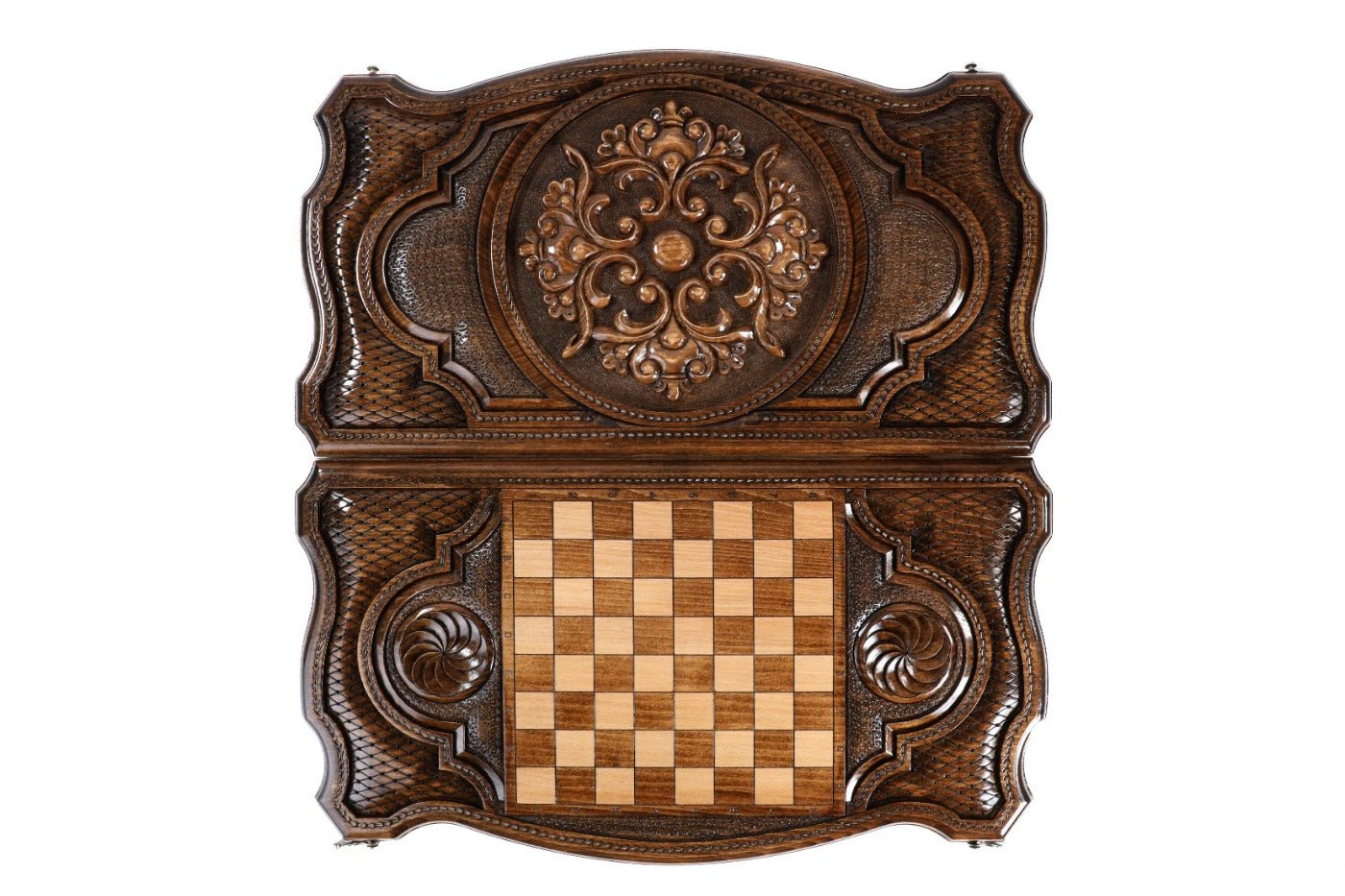 Backgammon Board - Ornamental Wooden Design - Unumperfectus