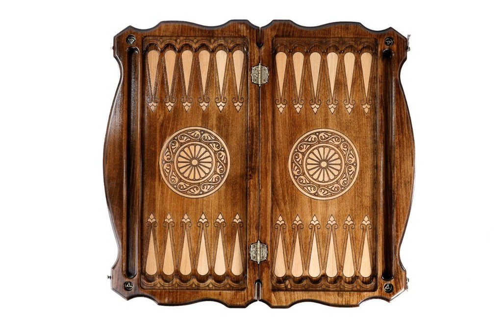 Backgammon Board - Ornamental Wooden Design - Unumperfectus