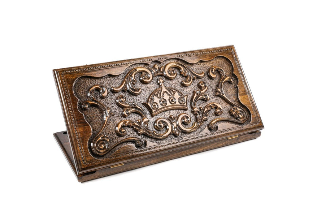 Handcrafted wooden backgammon board with Rococo classic design 23.6 inch