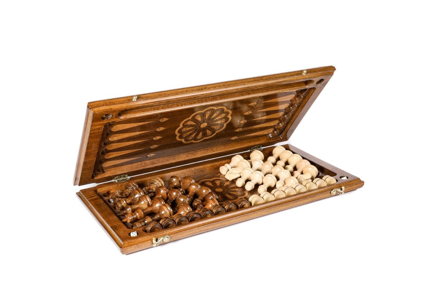 Classic Carved Chess Set & Backgammon Board 23.6" | 60 cm - Unumperfectus