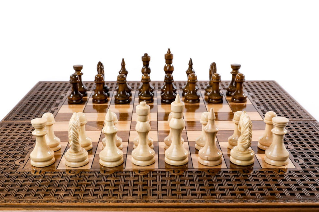 Classic Carved Chess Set & Backgammon Board 23.6" | 60 cm - Unumperfectus